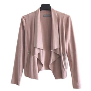 Bagatelle Women’s Faux Leather Suede Draped Open Front Jacket Rose S